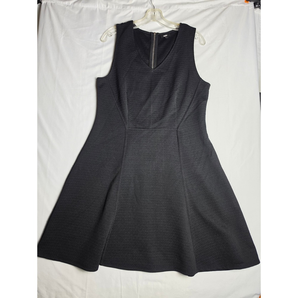 Mossimo Black Sleeveless Fit and Flare V-Neck Textured Dress XL Exposed Zipper